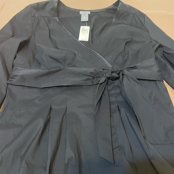 Ann Taylor blouse V Neck womens top pleated long sleeve NWT Sz 8 - Picture 7 of 11